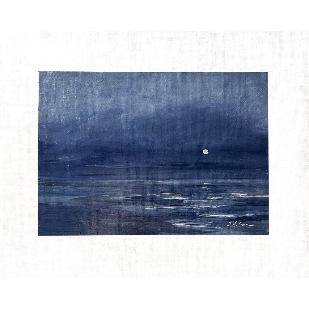 8x10 Original Oil Landscape Painting Nocturne Impressionist Night Sky Art Signed